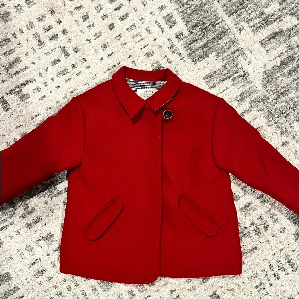 Zara red girls wool coat - Picture 1 of 5